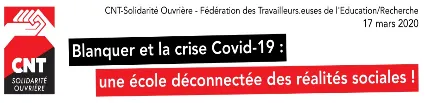Communiqué de la fédération CNT-SO Éducation & Recherche