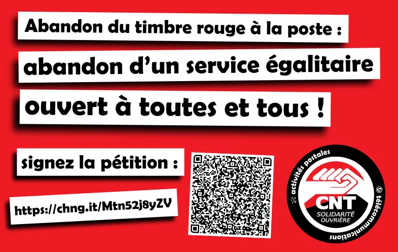 Abandon du timbre rouge à la poste : abandon d’un service égalitaire ouvert à tous-tes ! Signez la pétition