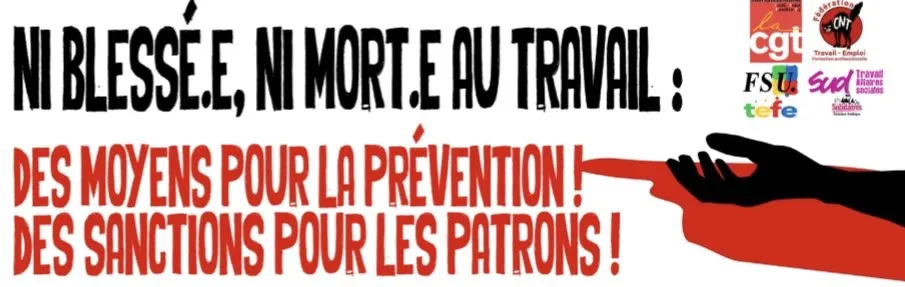 28 avril 2026 : Journée mondiale de la sécurité et de la santé des travailleur-euses  ! Appel de l’intersyndicale du ministère du travail.