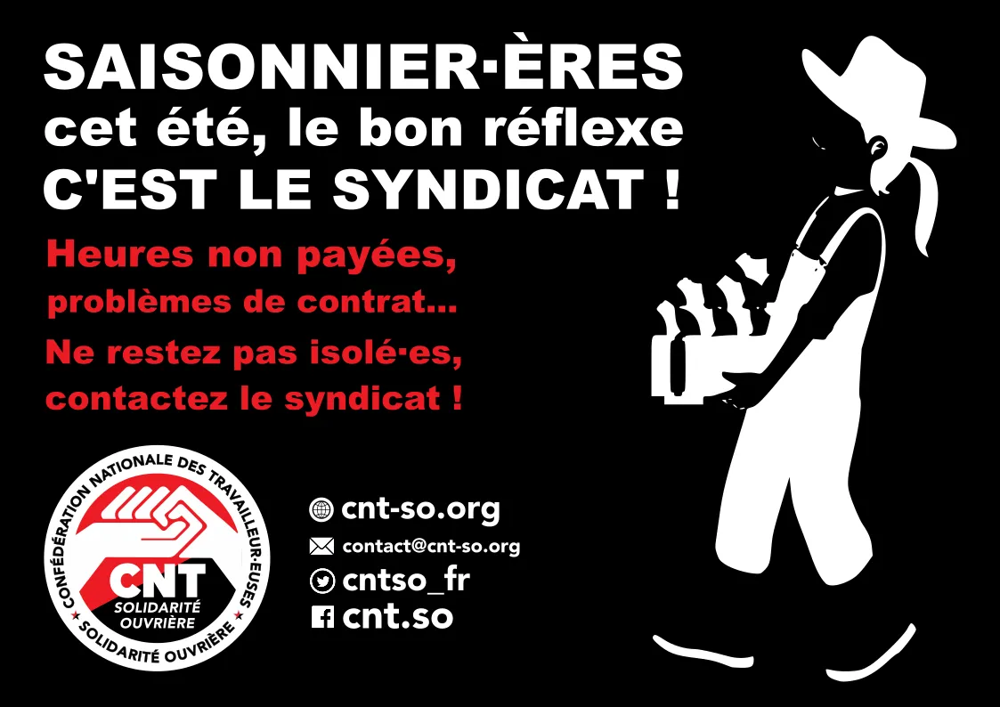 Saisonniers et saisonnières, cet été le bon réflexe c’est le syndicat ! guide d’auto-défense syndicale.