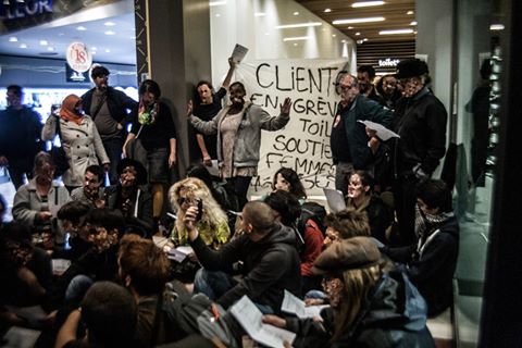Mobilisation des femmes de ménages au centre commercial Lyon-Part-Dieu