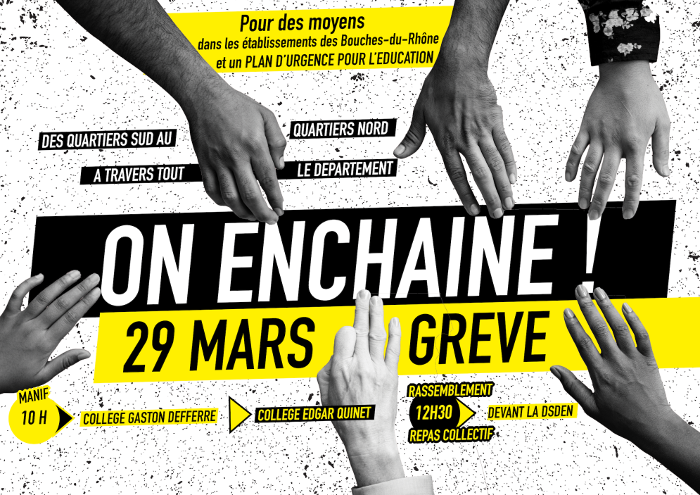 Mouvement inédit de « grève en chaîne » dans l’éducation à Marseille