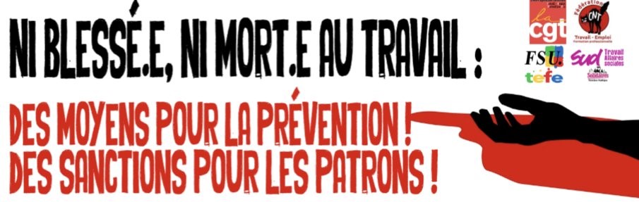 28 avril 2026 : Journée mondiale de la sécurité et de la santé des travailleur-euses  ! Appel de l’intersyndicale du ministère du travail.