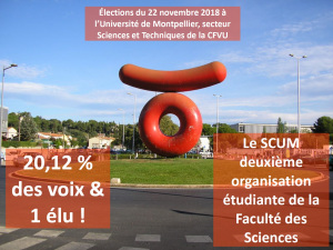 Élections à l'Université de Montpellier : le SCUM devient la deuxième organisation étudiante en Faculté des Sciences !