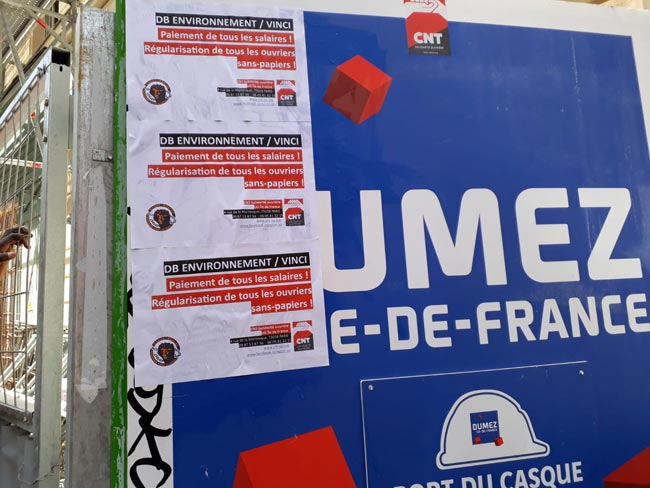 Occupation d'un chantier VINCI à Paris pour le paiement des salaires et la régularisation des sans-papiers