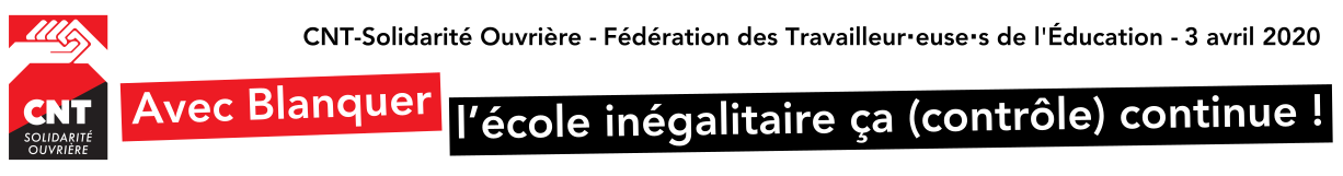 Communiqué de la fédération Education & Recherche CNT-SO