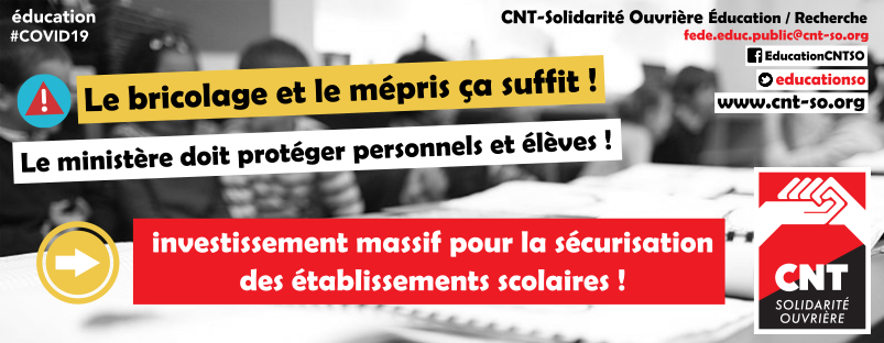 COVID-19 : imposons la sécurisation du milieu scolaire !