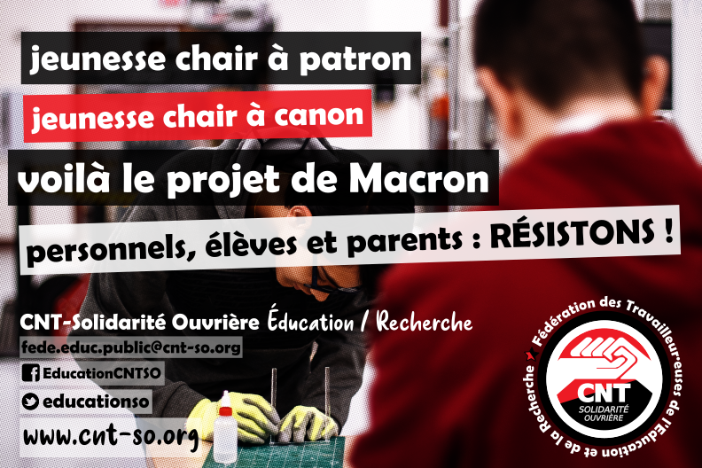 Communiqué de la fédération CNT-SO Éducation & Recherche sur le remaniement ministériel au M.E.N