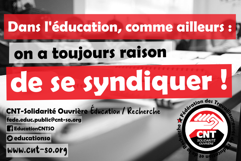 Présentation de la fédération CNT-SO de l’Éducation & de la Recherche