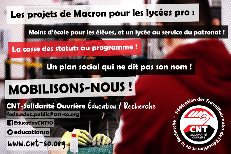 Mobilisons-nous contre la casse des lycées pro !