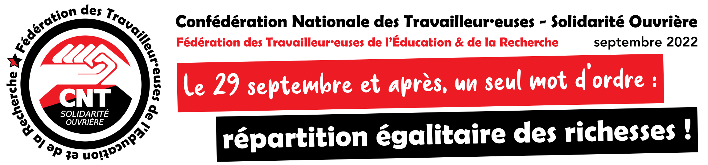 Dans l’Éducation, le 29 septembre et après, un seul mot d’ordre : répartition égalitaire des richesses !