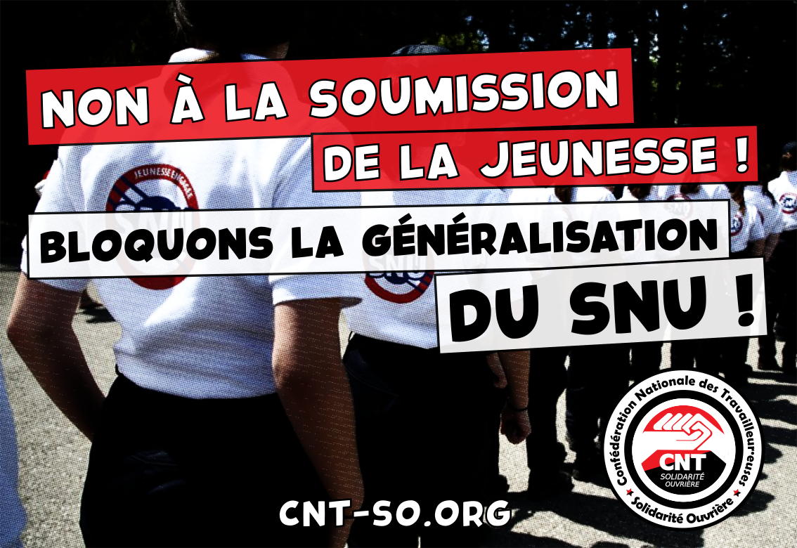 SNU sur le temps scolaire : c’est non ! SNU hors temps scolaire : c’est non aussi !