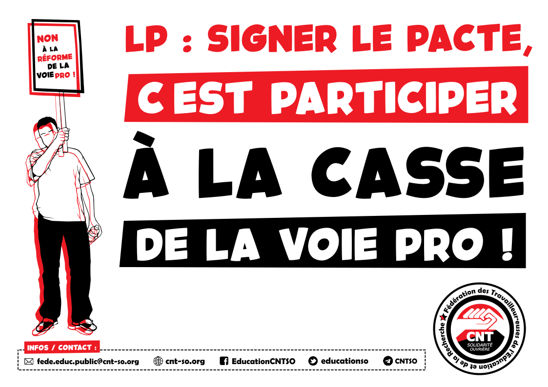Dans les lycées professionnels comme dans tous les établissements : non au pacte !