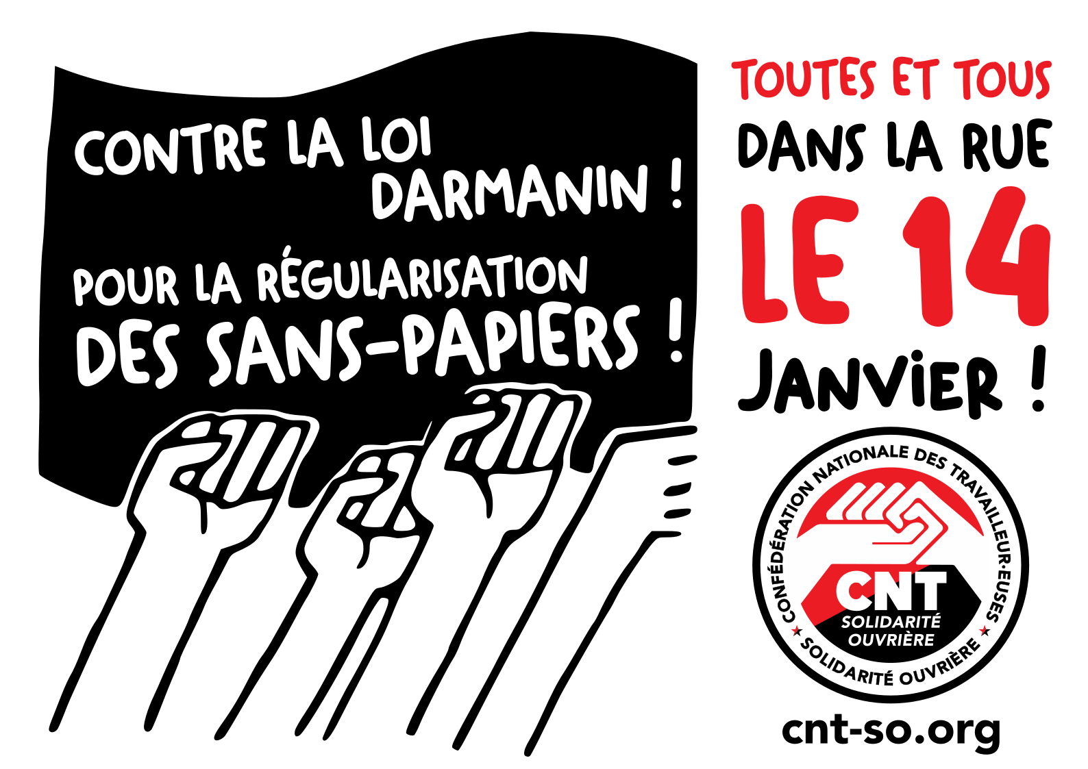 Mobilisation nationale unitaire pour le retrait de la loi Darmanin, dimanche 14 janvier