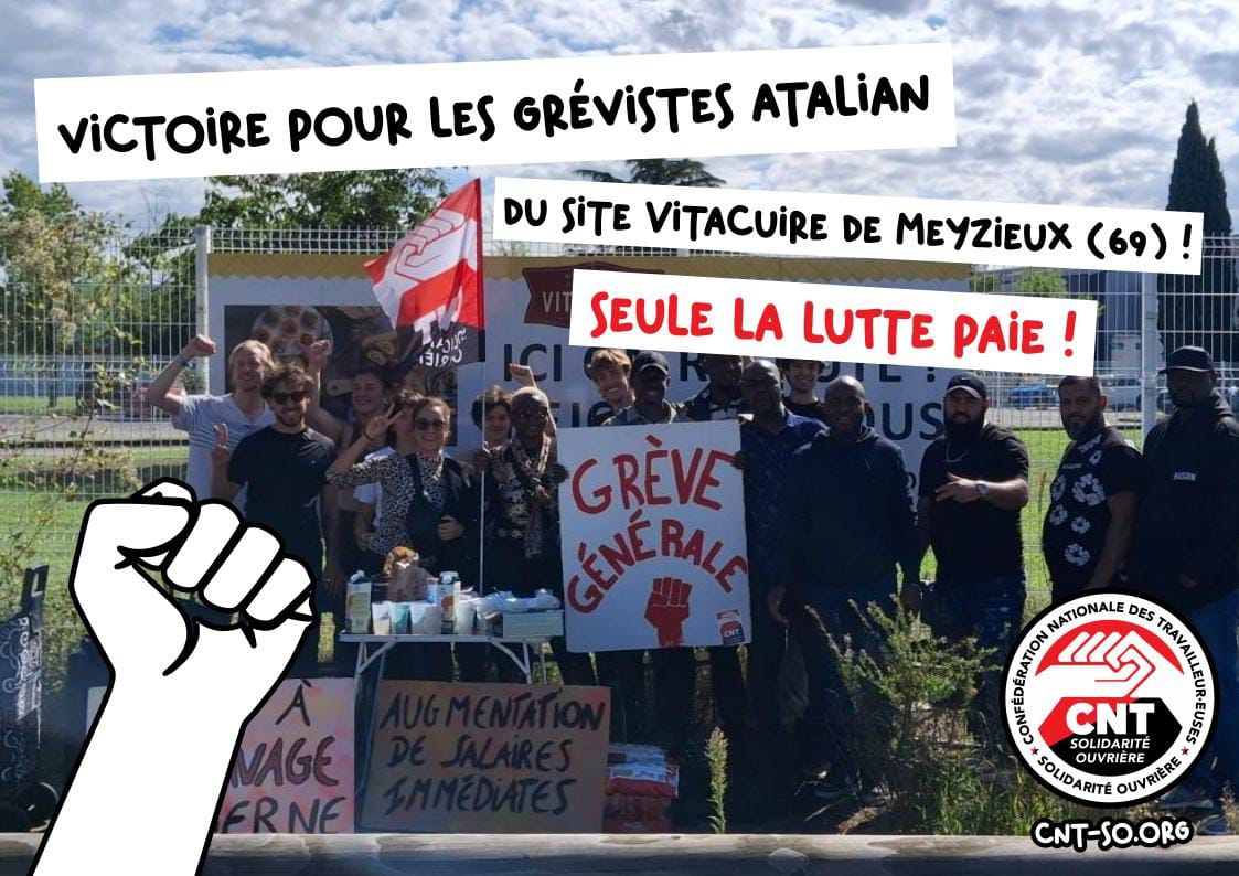 Victoire pour les grévistes Atalian du site Vitacuire de Meyzieux  (69) !