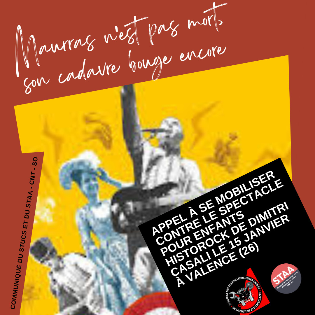 Appel à se mobiliser contre le spectacle pour enfants HISTOROCK de Dimitri Casali le 15 janvier à Valence