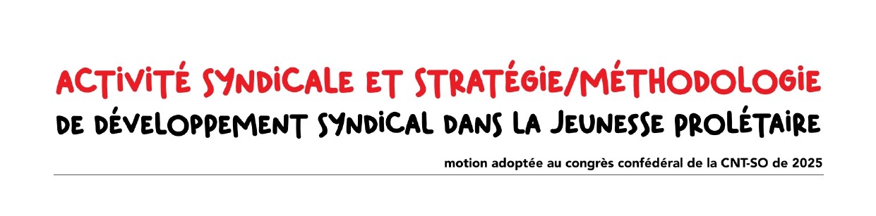 Activité syndicale et stratégie/méthodologie de développement syndical dans la jeunesse prolétaire
