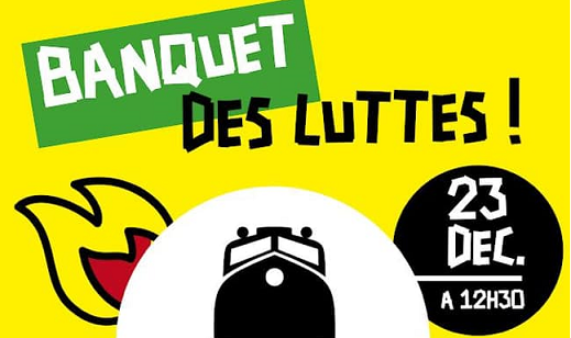 Banquet de lutte lundi 23/12, le mouvement contre les retraites Macron continue !