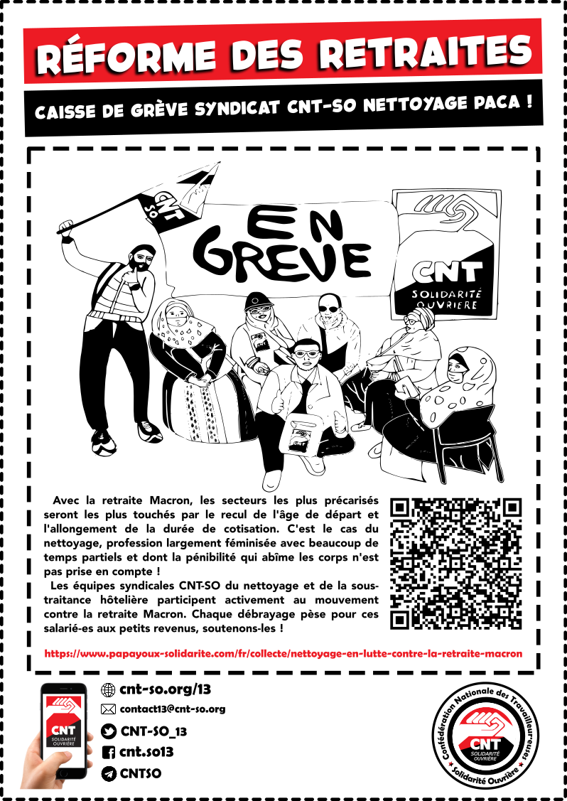 Mouvement des retraites : soutenez la caisse de grève du syndicat du nettoyage !