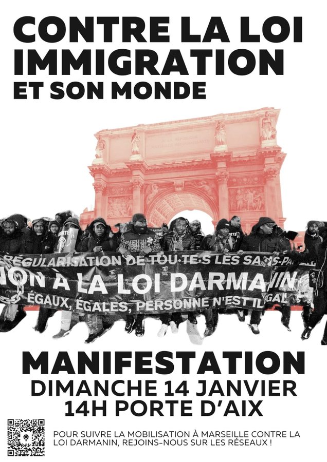 Mobilisation nationale unitaire pour le retrait de la loi Darmanin, dimanche 14 janvier