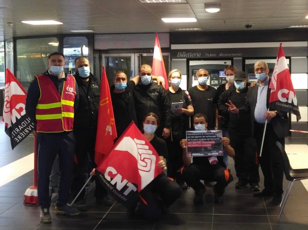 FIN DE CONFLIT VICTORIEUSE SUR LE SITE DE LA GARE ROUTIÈRE DE LYON-PERRACHE POUR LES AGENTS DE NETTOYAGE