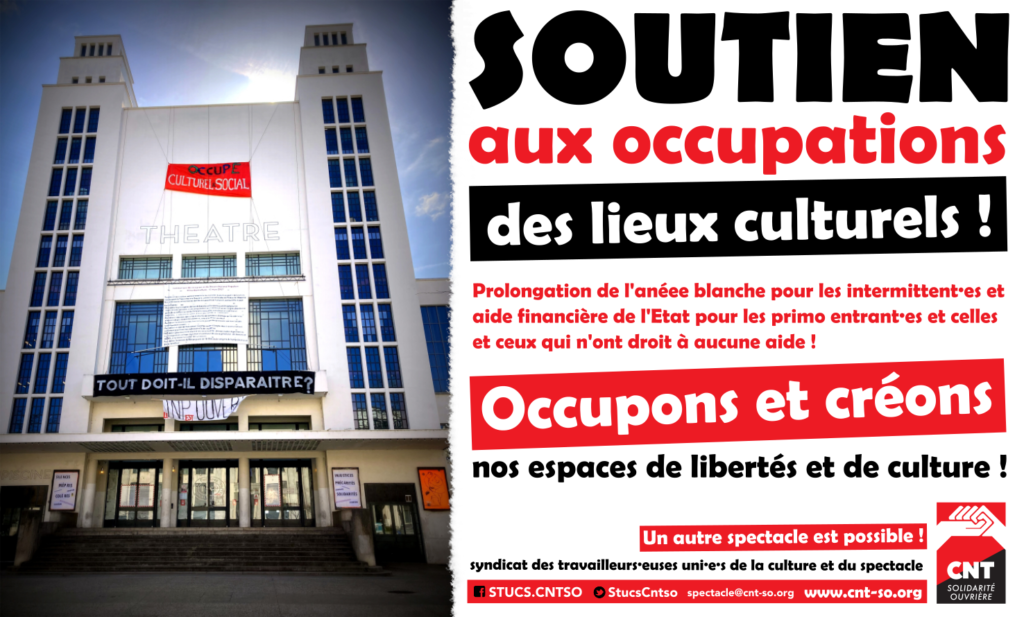 Soutien aux occupations des lieux culturels !