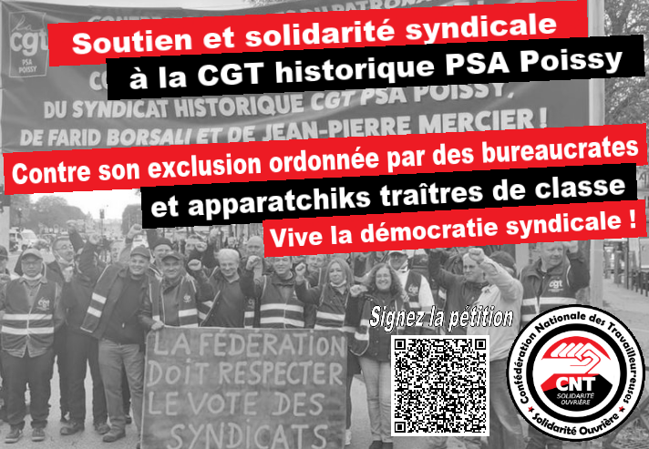 Soutien de la CNT-SO Montluçon à la CGT historique PSA POISSY