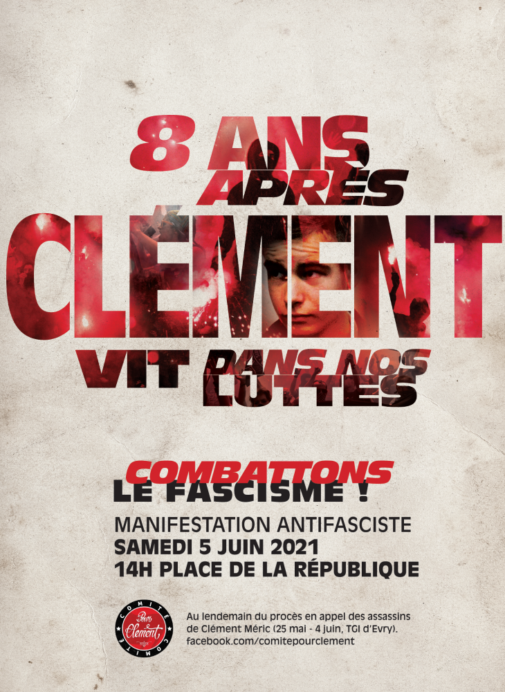 [Paris] Manifestation antifasciste : 8 ans après, Clément vit dans nos luttes !