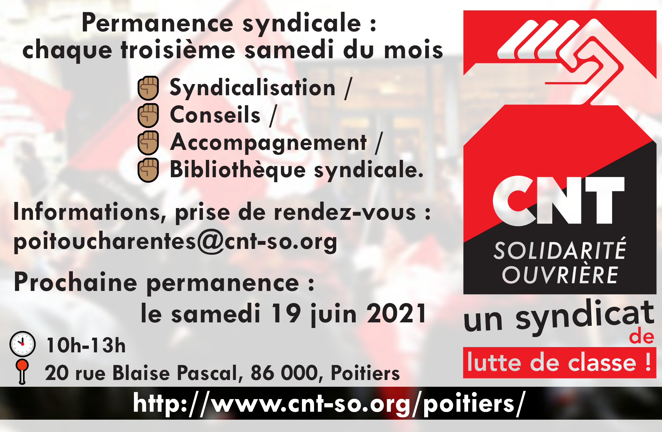 Reprise des permanences syndicales au local...