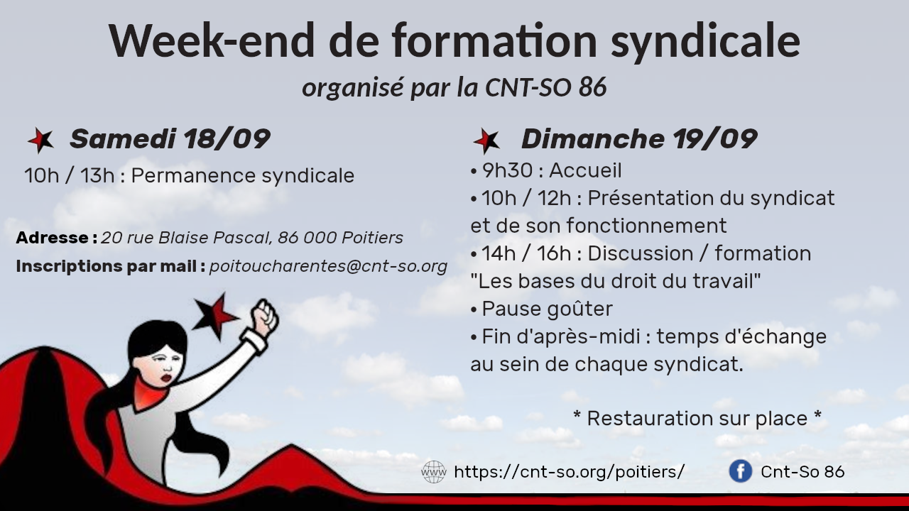 Formation syndicale de la CNT Solidarité Ouvrière 86